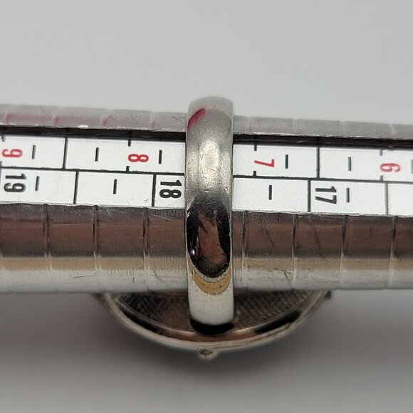 Vintage Whiting And Davis BAG Blue Crystal Cocktail Ring Size 7.5 Silver Tone - Picture 7 of 9